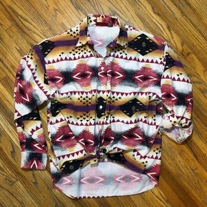 Vtg American Eagle Western print button top